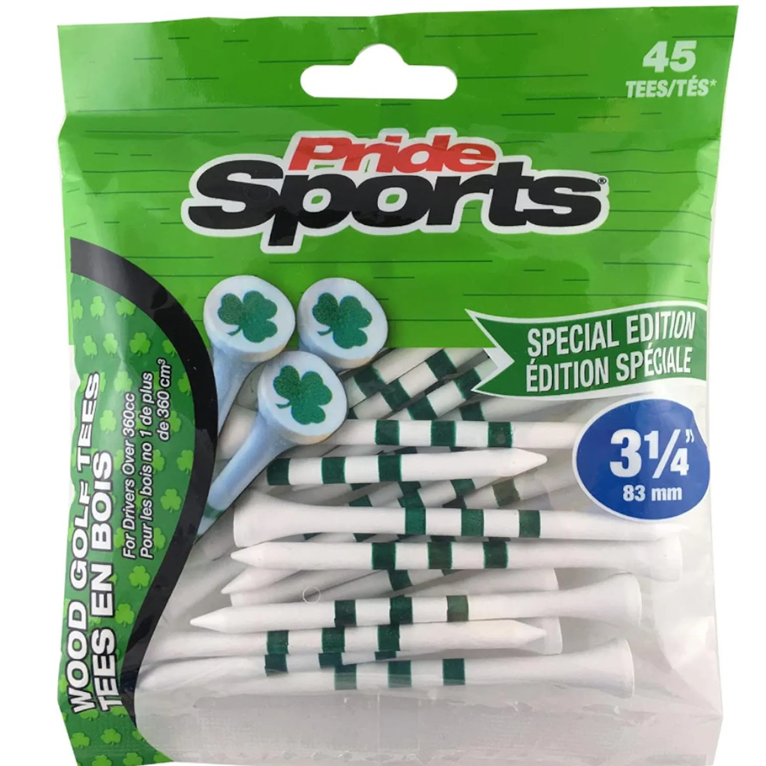 Paq. 45 tees madera Pride Sports Pride Golf 3 1/4 Trebol