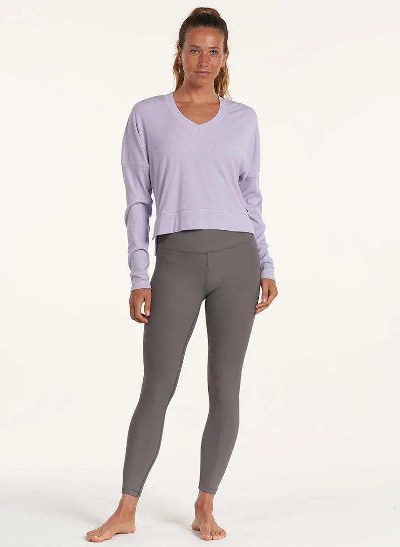 V-Neck Daily Side Slit Long Sleeve